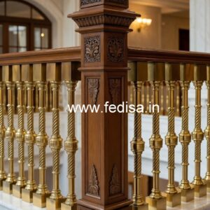 Luxury Brass Wood Balcony Railing Design No-4504