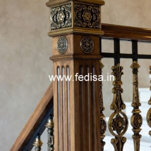 Decorative Brass Wood Railing Design No-4508