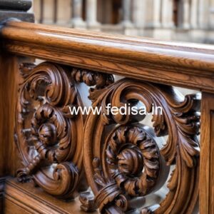 Modern Brass Wood Staircase Design No-4509