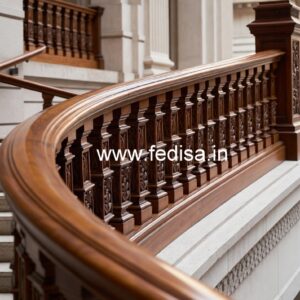 Contemporary Brass Wood Stair Railings No-4515