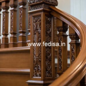 Brass Wood Railing with Glass Panels No-4518