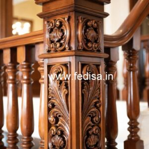 Brass Wood Staircase Banister Design No-4521
