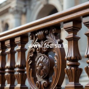 Decorative Brass and Wood Balcony Railings No-4522