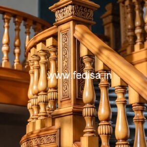 Modern Brass Wood Balcony Design No-4529