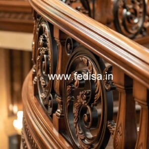 Stylish Brass Wood Balcony Railings No-4538