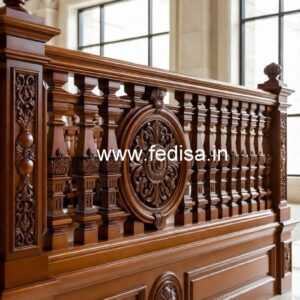 Premium Brass Wood Interior Stair Railings No-4541
