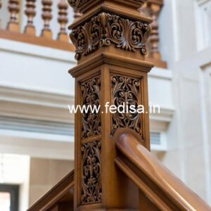 Brass Wood Staircase Side Railing Design No-4550