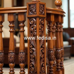 Brass Wood Staircase Design for Duplex Homes No-4561