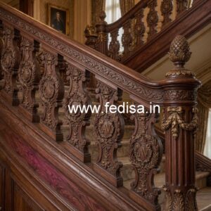 Modern Brass Wood Stair Railings with Glass No-4565