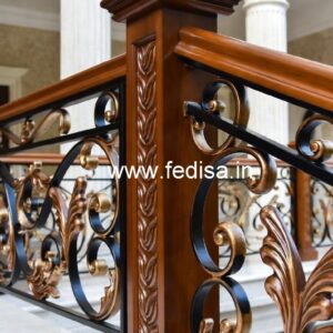Brass Wood Stair Railings with Rich Finish No-4586
