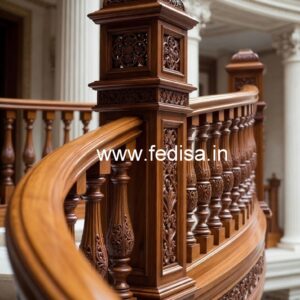 Elegant Brass Wood Staircase Interior Ideas No-4588