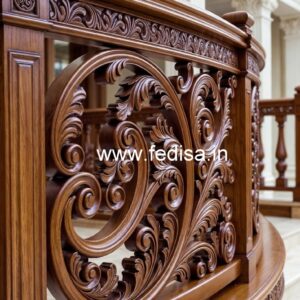 Luxury Brass Wood Balcony Railings with Glass No-4593