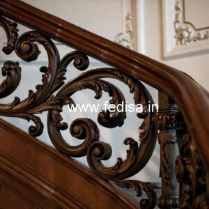 Premium Brass Wood Staircase Handrails No-4612