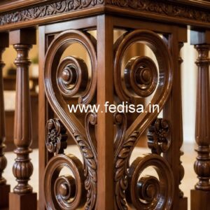 Stylish Brass Wood Fence with Glass Panels No-4618