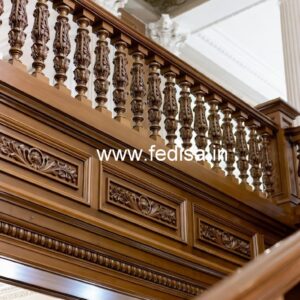 Modern Brass Wood Balcony Railings Collection No-4627