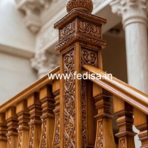 Luxury Brass Wood Handrails with Artistic Design No-4642