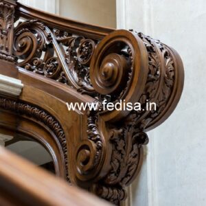 Elegant Brass Wood Staircase Design for Interiors No-4646