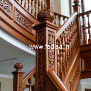 Premium Brass Wood Balcony Railings for Villas No-4648
