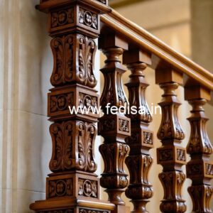 Premium Brass Wood Railings with LED Lights No-4657