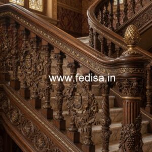 Elegant Brass Wood Staircase Fence Inspiration No-4670