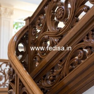 Luxury Brass Wood Balcony Design with Glass No-4685