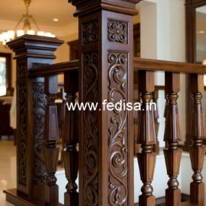 Modern Brass Wood Balcony Handrails with LED Lights No-4688
